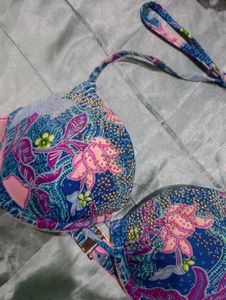 Victoria&#39;s Secret Floral Bikini Top With Diamonds