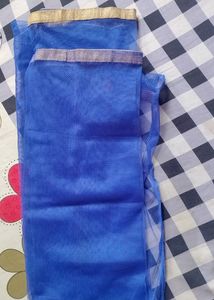 Royal Blue Dupatta with Gold Trim