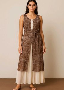 Brown Printed Maxi Dress