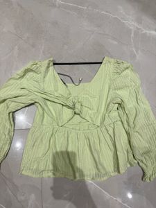 ONLY top Balloon Sleeves And Vlinched At Waist