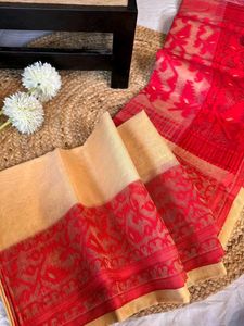 Red & Beige Silk Saree