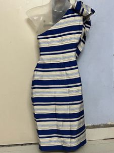 Republic Banana Branded Striped One-Shoulder Dress