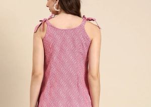 Pink Kurti with Shoulder Bows