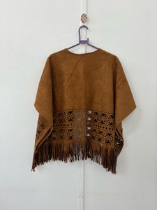 Fringed Suede Cape
