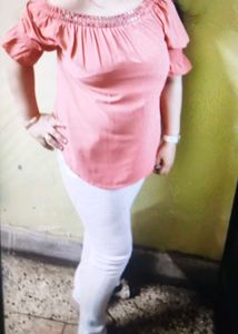 Peach Off-Shoulder Party top in xl size