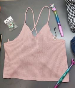 Pink Lace Crisa Cross Top