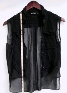 Black Sheer Ruffled Blouse (Woman)