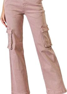 Pink Cargo Flare Jeans