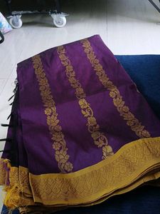 Elegant Purple & Gold Saree