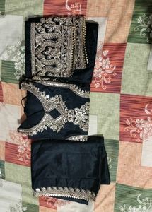 Black &amp; Gold Embroidered Pakistani Suit