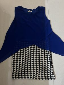 Chic Blue & Houndstooth Dress