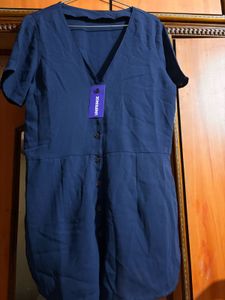 Navy Blue Button-Down Jumpsuit