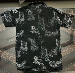 Unisex Stylish Black Patterned Shirt