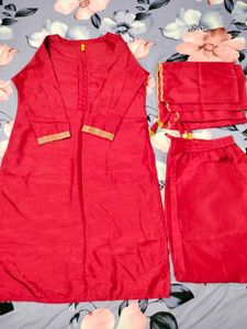 Red Kurta Pant Set