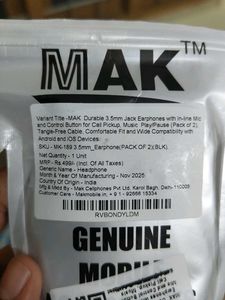 new pack of 2 combo earphone&#39;s