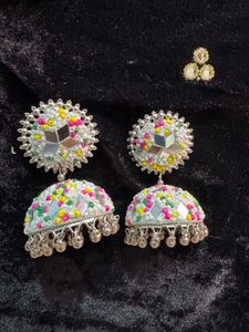 Handmade Mirror Jhumka Earrings