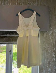 Zara Cream Back Open Bow Min  Dress