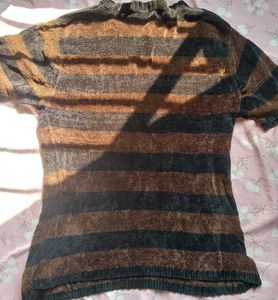 Striped Brown Knit Top