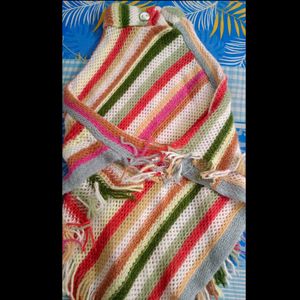 Striped Knit multicolored Poncho