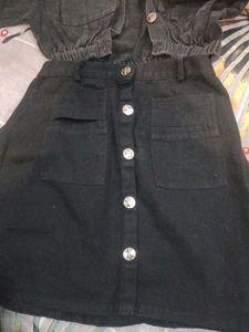 Black Denim Mini Skirt