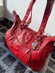 Authentic coach red leather bag