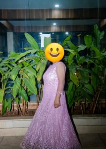 A Very Beautiful Lavender Colour Gown With Dupatta