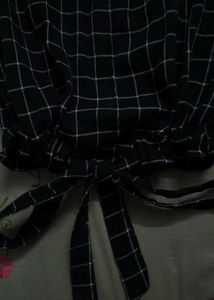 Checkered Cold Shoulder Top