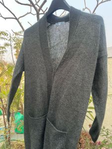 Cozy Grey Green Knit Cardigan
