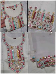 Embroidered white Kurta Set✨