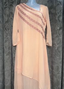Peach Embroidered Kurta