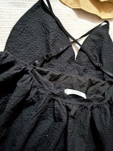 Baby doll flared sleeveless dress - Black / M