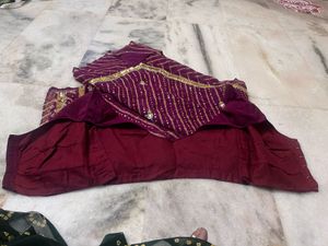 Designer Maroon Sequins Work Saree with Matching R