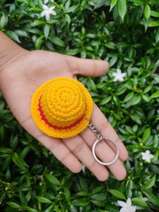 Crochet Straw Hat Keychain