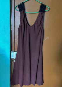Brown Lace Detail Dress