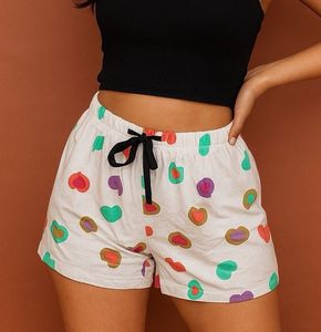 Multi Coloured Heart White Pyjama Shorts