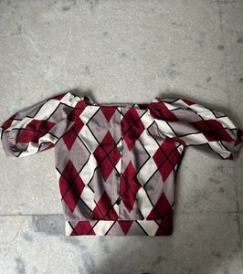Red Cream Symmetrical Design Shirt