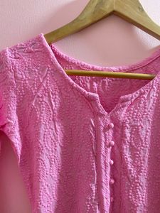 Pink Embroidered Kurta