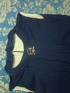 Navy Blue Hi-Lo Tank Top