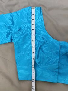 Blue Blouse Short Sleeves Square Back For Women💙