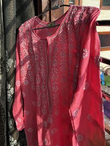 Pink Embroidered Kurti