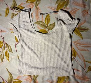 hnm casual round neck beige top