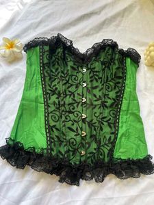 Green &amp; Black Corset Top