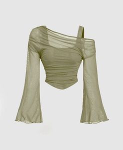 Olive Green Mesh Top