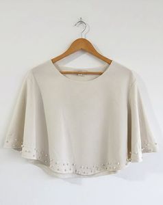 Cape Style Pearl Embellished Top