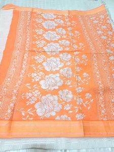 🆕️ Beautiful Floral Cotton Saree With Jari Border