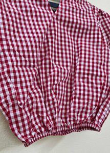 Plaid Puff Sleeve Top
