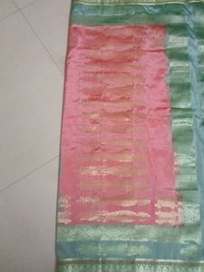 Elegant Peach &amp; Green Saree