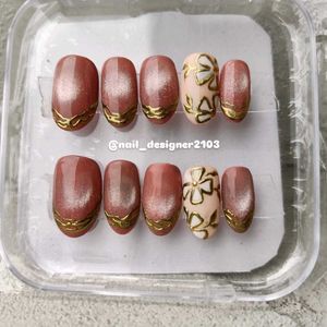 Press On Nails - Rose Gold Floral