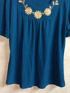 Stylish Women&#39;s Fashion Top Half-sleeve Blue