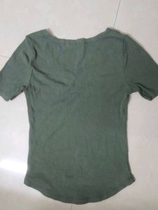Olive Green Ribbed Top